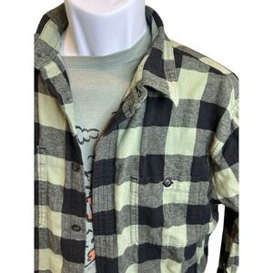 Sonoma Flannel Shirt Buffalo Plaid Green Black Long Sleeve Men's Medium